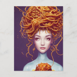 Spaghettihår Kvinna Vykort