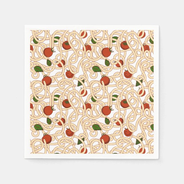 Spaghettipasta italiensk mat med tomat pappersservett (Framsidan)