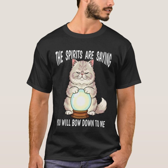 Spåhuskatten med kristallkulans båge ner t shirt (Framsida)