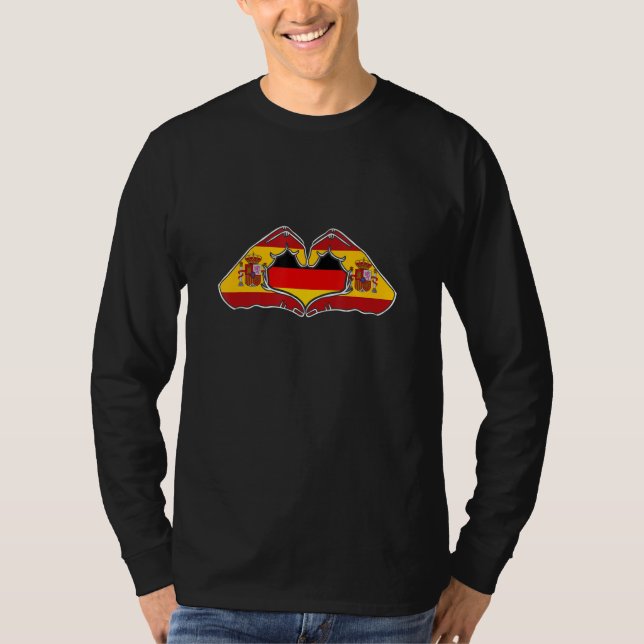 Spain and Germany  Heart hand friendship  T Shirt (Framsida)