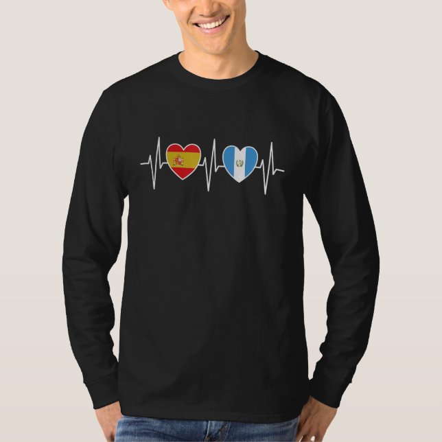 Spain And Guatemala Guatemalan Flag Flags T Shirt (Framsida)