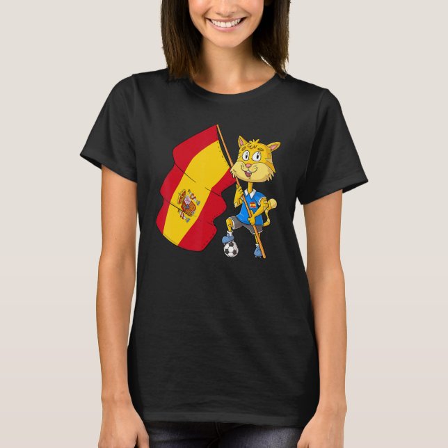 Spain Fan Cat T Shirt (Framsida)