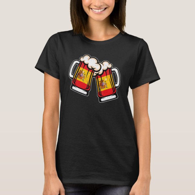 Spain Flag Beer Mug   Cool Spanish Beer T Shirt (Framsida)