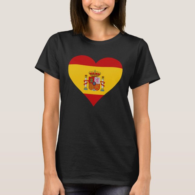 Spain Flag Heart Spain  Love Spain T Shirt (Framsida)