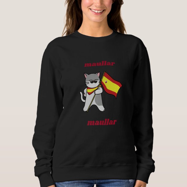 Spain Flag Maullar Maullar for Cat Lovers Premium T Shirt (Framsida)