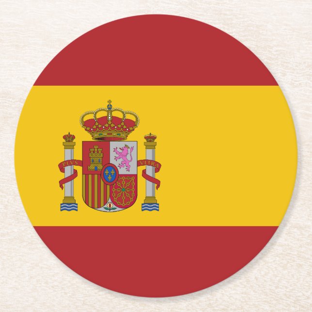 Spain Flag Underlägg Papper Rund (Framsidan)