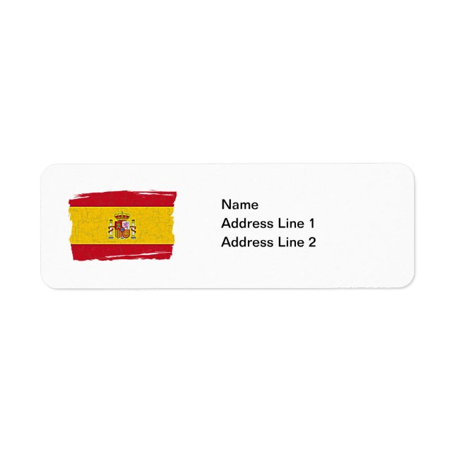 SPAIN-FLAGGA adressetikett Returadress Etikett (Framsidan)