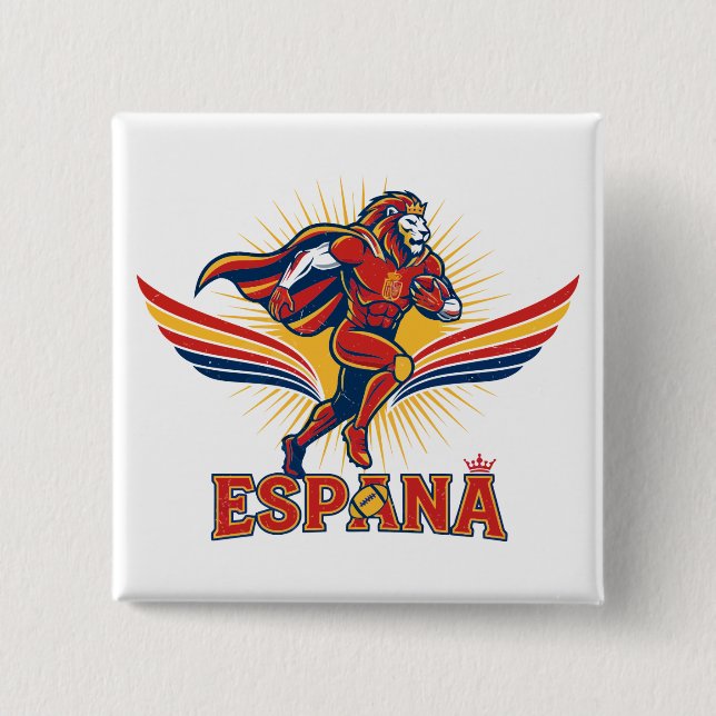 Spain Football Lion Hero National Pride Action Art Knapp (Framsida)