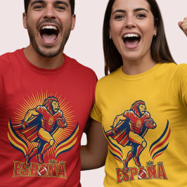 Spain Football Lion Hero National Pride Action Art T Shirt