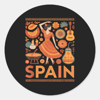 Spain funny spanish culture flamenco guitar paella runt klistermärke