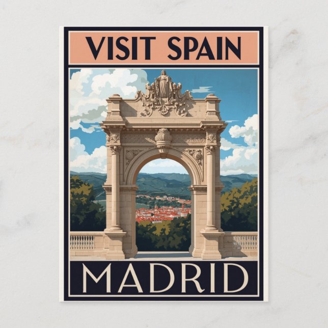 Spain Madrid Archway Art Vykort (Framsida)