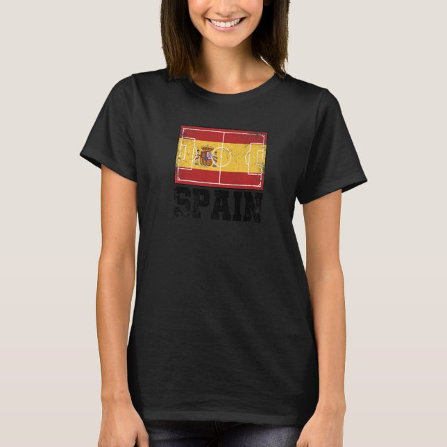 Spain Soccer Field Country Flag Espana Spanish Pri T Shirt (Framsida)