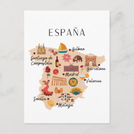 Spain travel map vykort