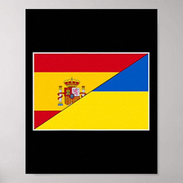 Spain Ukraine Flag Spanish Ukrainian Support Citiz Poster (Framsidan)