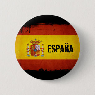 Spainish Pride Grunge Spanien Flagga Knapp