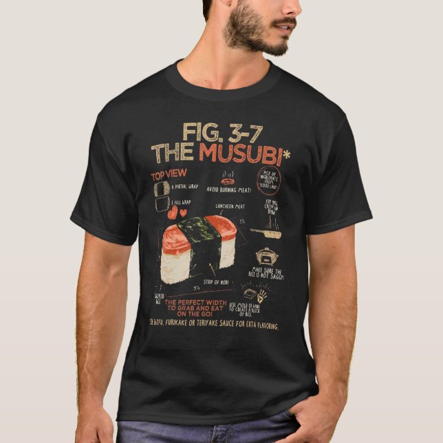 Spam Musubi Food Instruction Diagram Japanese Hawa T Shirt (Framsida)