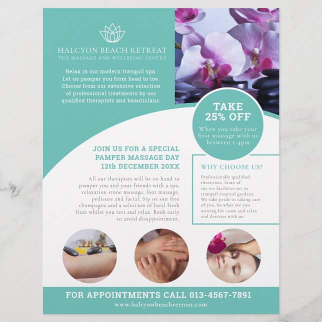 Spåmassage hälsa center aqua promo flyer (Framsidan)