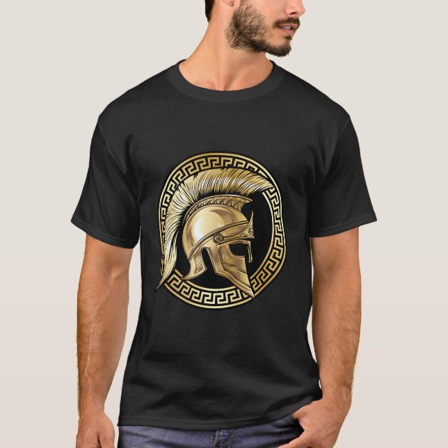 Span Helmet Guld Gladiator Spa Grekiska gyymverkou T Shirt (Framsida)