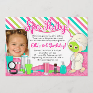 Span/Pamper/glamourpartyinbjudningar med fotoet Inbjudningar