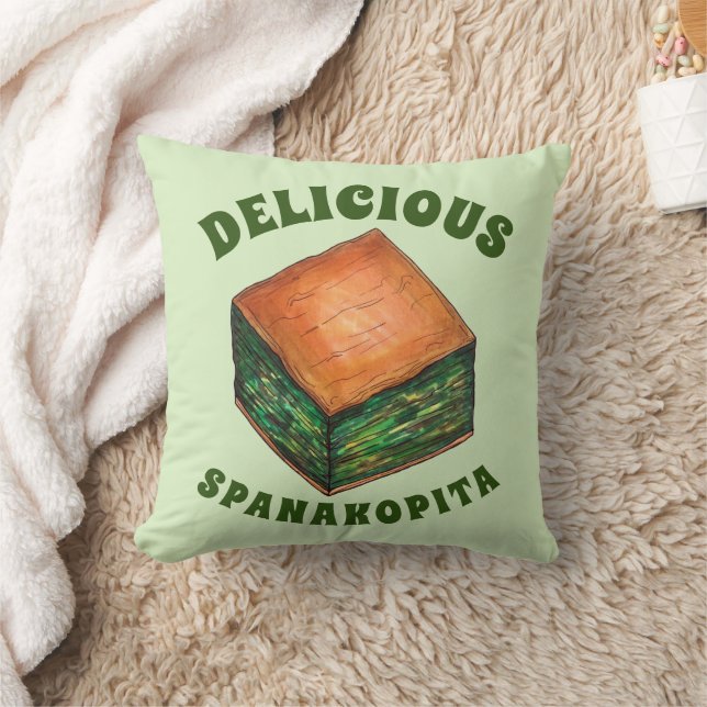 Spanakopita Grekiska Food Spinach Feta Phyllo Paj Kudde (Filt)