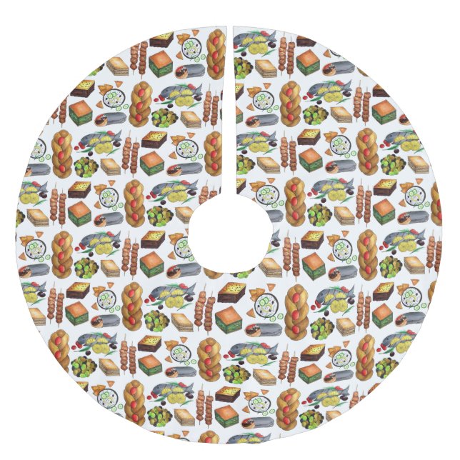 Spanakopita Moussaka Baklava Grekiska livsmedelsut Julgransmatta Borstad Polyester (Framsidan)