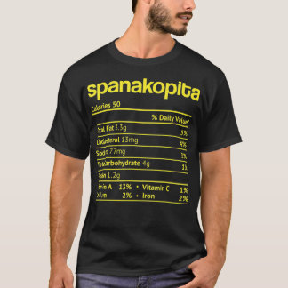 Spanakopita Nutrition Fact Funny Thanksgiving Chri T Shirt