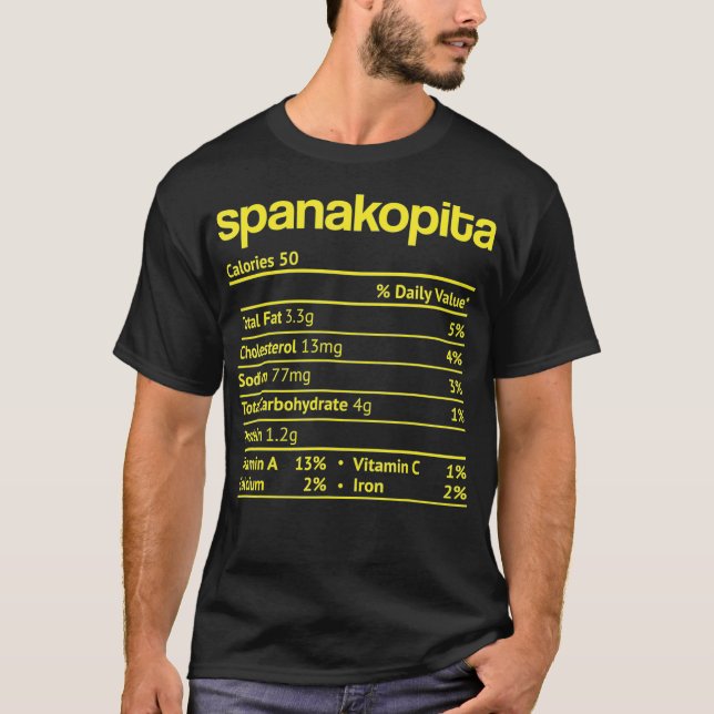 Spanakopita Nutrition Fact Funny Thanksgiving Chri T Shirt (Framsida)