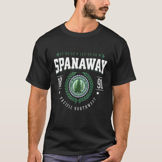 Spanaway Washington Gräs Träd WA Souvenir Retro T Shirt (Framsida)