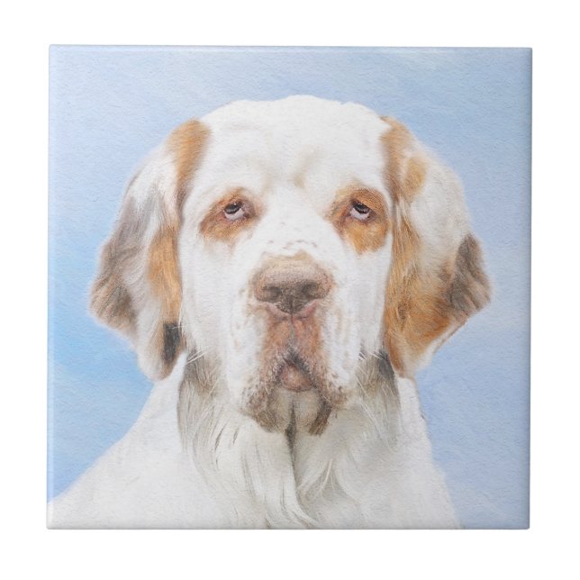 Spanelmålning med lumpar - Cute Original Hund Art Kakelplatta (Framsidan)