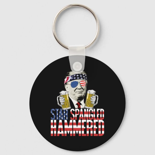 Spangled Hammered President Donald Trump Beer Kärl Nyckelring (Framsida)