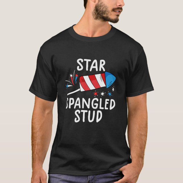 Spangled Stud T Funny 4:e juli S for Shirt (Framsida)