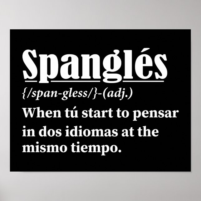 Spanglés Funny Definition Bilingual Poster (Framsidan)