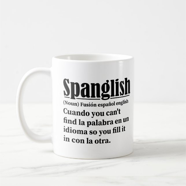 Spanglish Funny Definition Spanska engelska Kaffemugg (Vänster)
