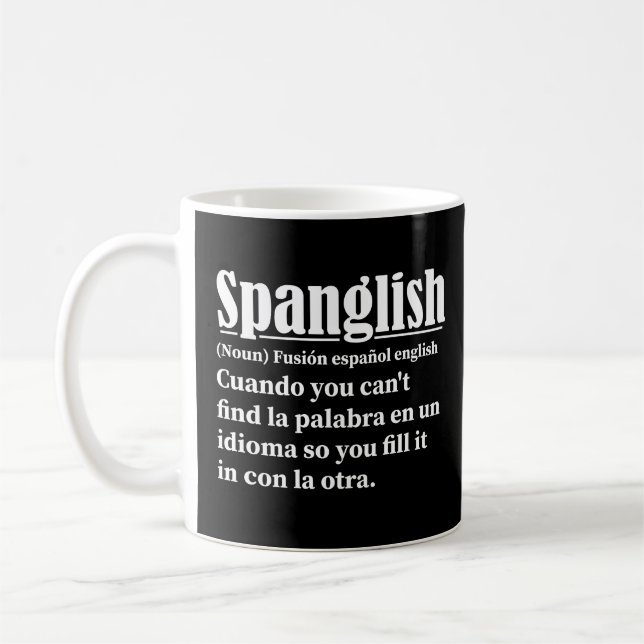 Spanglish Funny Definition Spanska engelska Kaffemugg (Vänster)