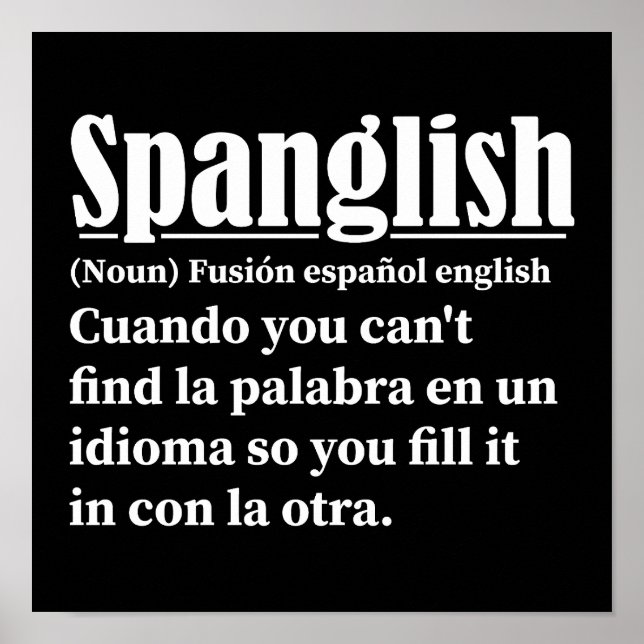 Spanglish Funny Definition Spanska engelska Poster (Framsidan)