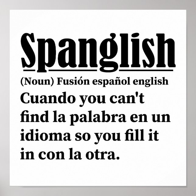 Spanglish Funny Definition Spanska engelska Poster (Framsidan)