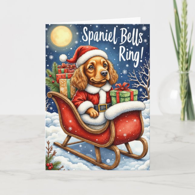 Spaniel Bells Ring – Cocker Spaniel Jul Kort (Framsida)