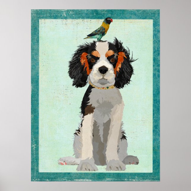 SPANIEL & BIRD Art Poster (Framsidan)