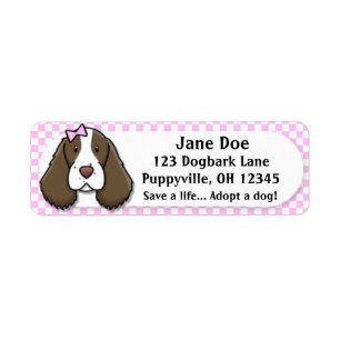 Spaniel för engelsk Springer för Kawaii rosa Returadress Etikett