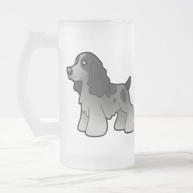 Spaniel för tecknadengelskacockerspaniel frostat ölglas (Vänster)