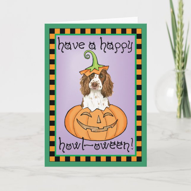 Spaniel Halloween för engelsk Springer Kort (Framsida)