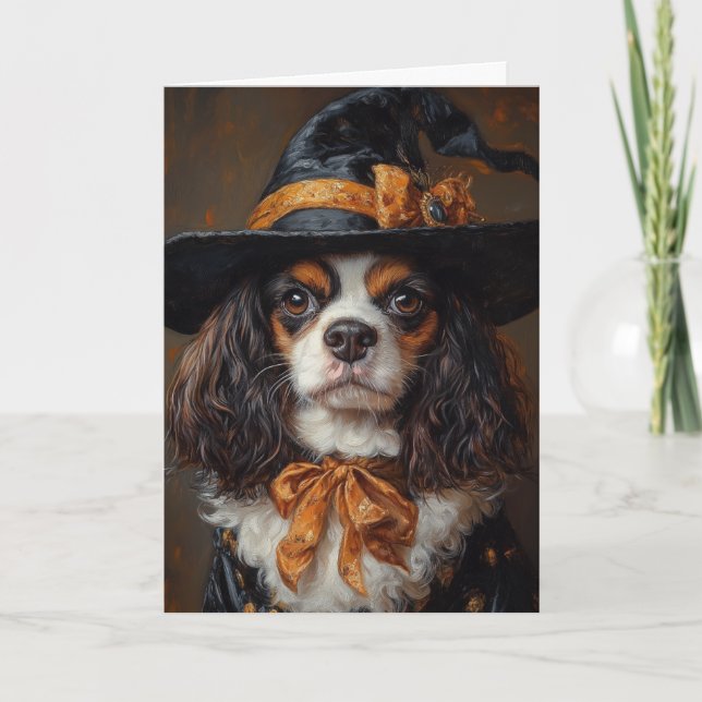 Spaniel Häxa Halloween Helgkort (Framsida)