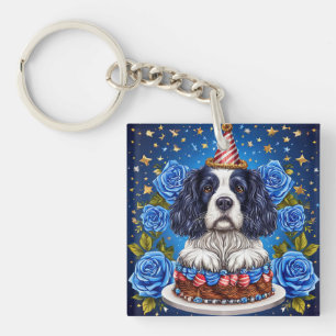 Spaniel Hund Firar Födelsedag Med Festlig Hatt