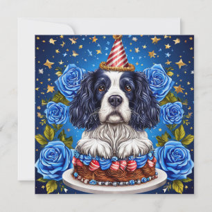 Spaniel Hund Firar Födelsedag Med Festlig Hatt Julkort