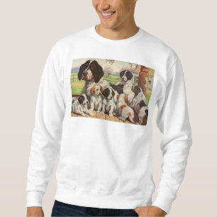 Spaniel mamma och valpar långärmad tröja