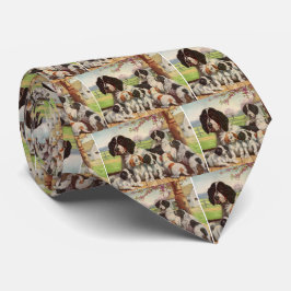 Spaniel mamma och valpar slips
