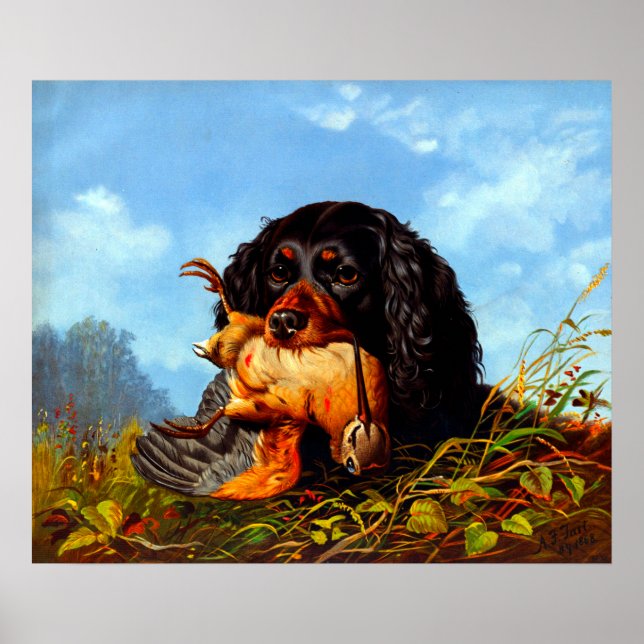 Spaniel och morkulla Arthur Fitzwilliam Tait 1861 Poster (Framsidan)