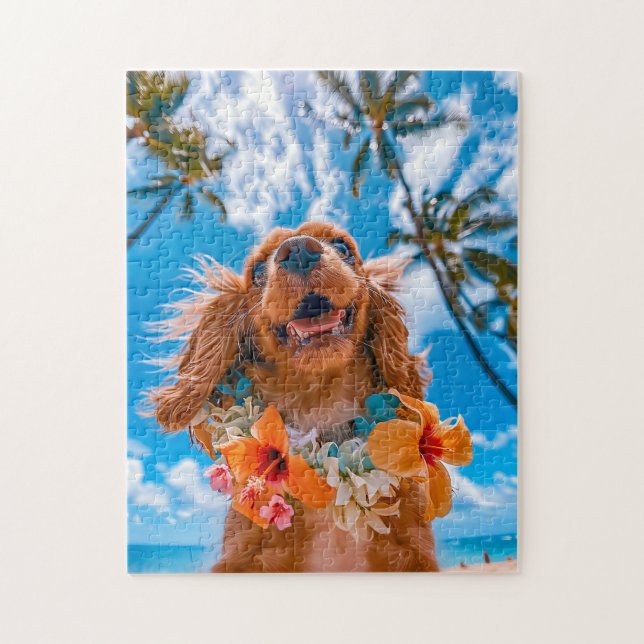 Spaniel Selfie på Tropisk Strand Pussel (Vertikal)