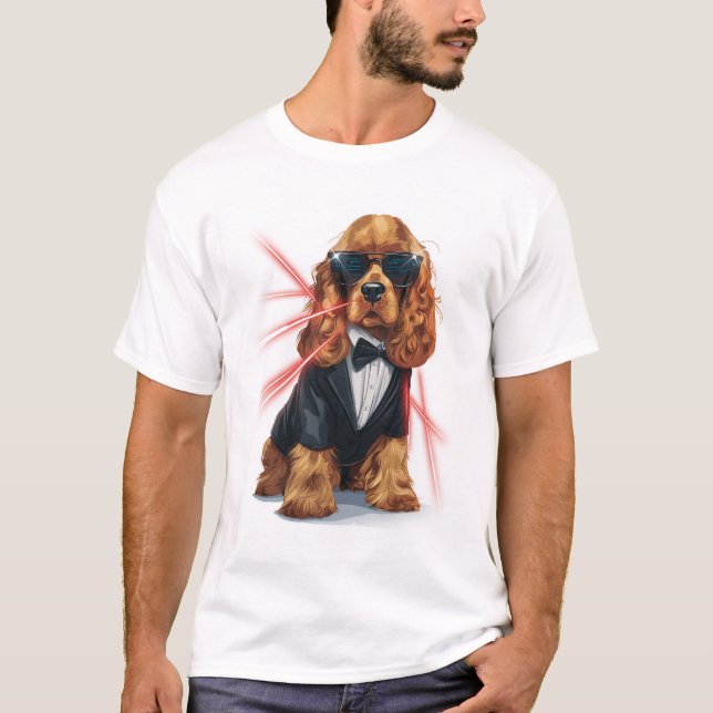 Spanielspion � Hemlig Agent Hund T Shirt (Framsida)