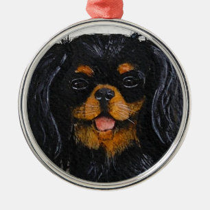 Spanielsvart och solbränna för kung Charles stol Julgransprydnad Metall